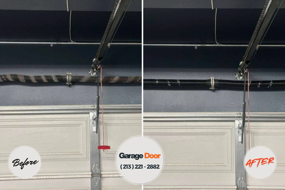 Before and after: garage door repair Sykesville, MD